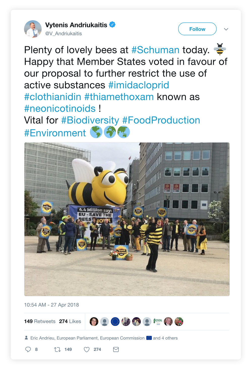 Pesticides tueurs d'abeilles : la mobilisation par pétition a porté ses fruits (communiqué de  Avaaz) BeeTweet