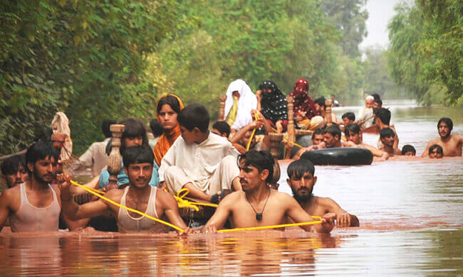 Hulpverlening na overstromingen in Pakistan 